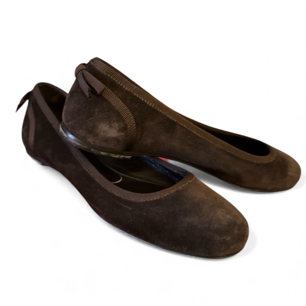 Salvatore Ferragamo Dark Brown Suede Ballet Flats - Picture 10 of 10